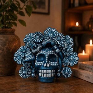 Sugar skull, Catrina, Day of the Dead Ornaments, Skull As Mexican Decoration, Human Skull Sculpture, Wall  Home Decor Handcrafted