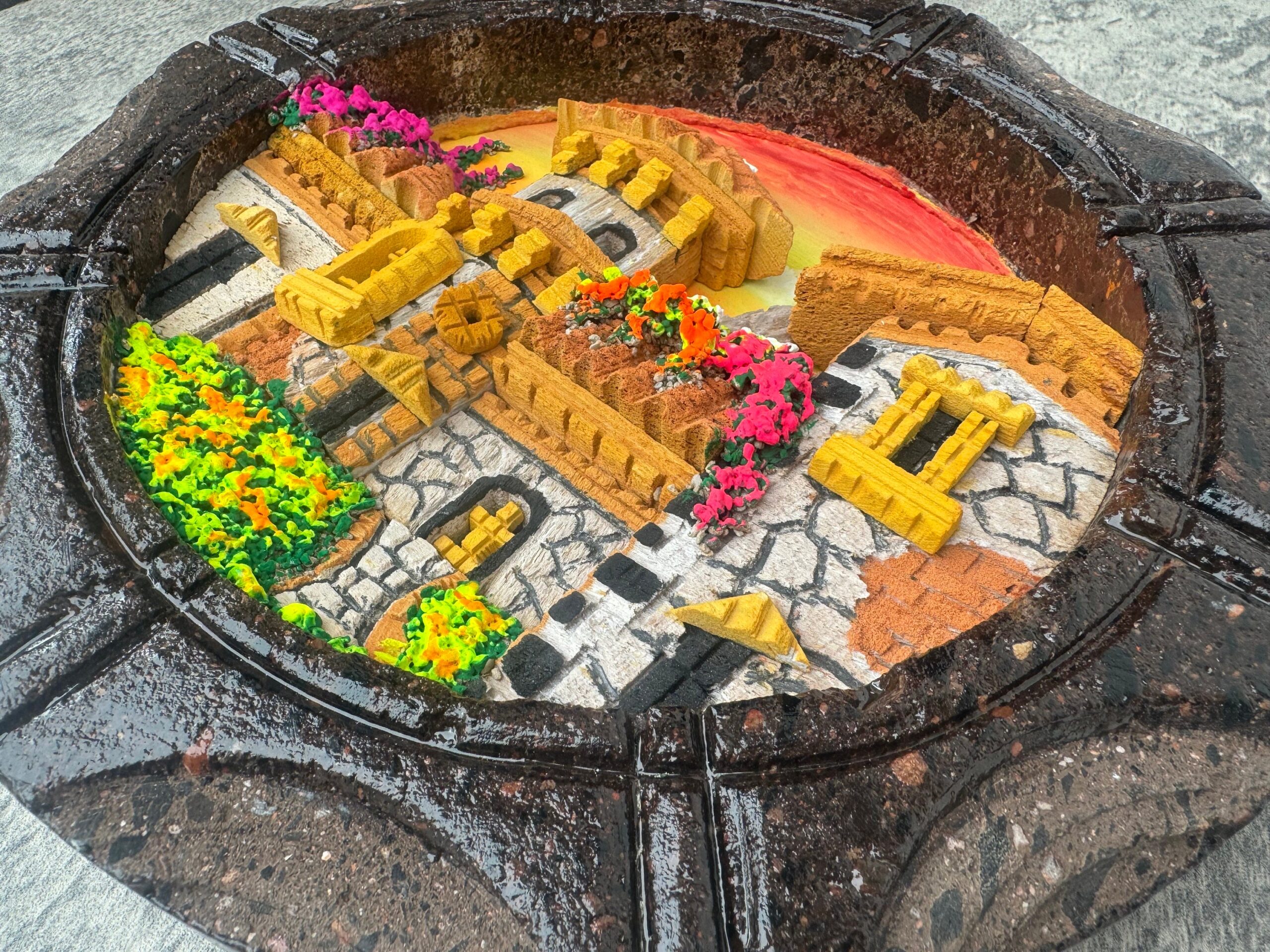 Wall Art 3D In Rock Pomez And Quarry Frame/ Hand Carved And Design In Mexico Unique  Charm And Colorful Folk Wall Art Landscape Painting - Image 3