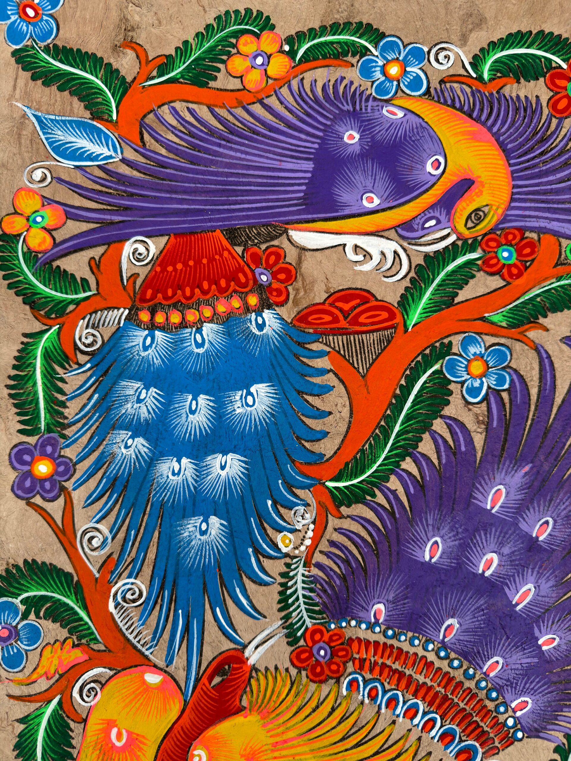 Bird painting painted on amate paper, original amate paintings in Mexican art, acrylic painting / Mexican painting authentic artisans - Image 3