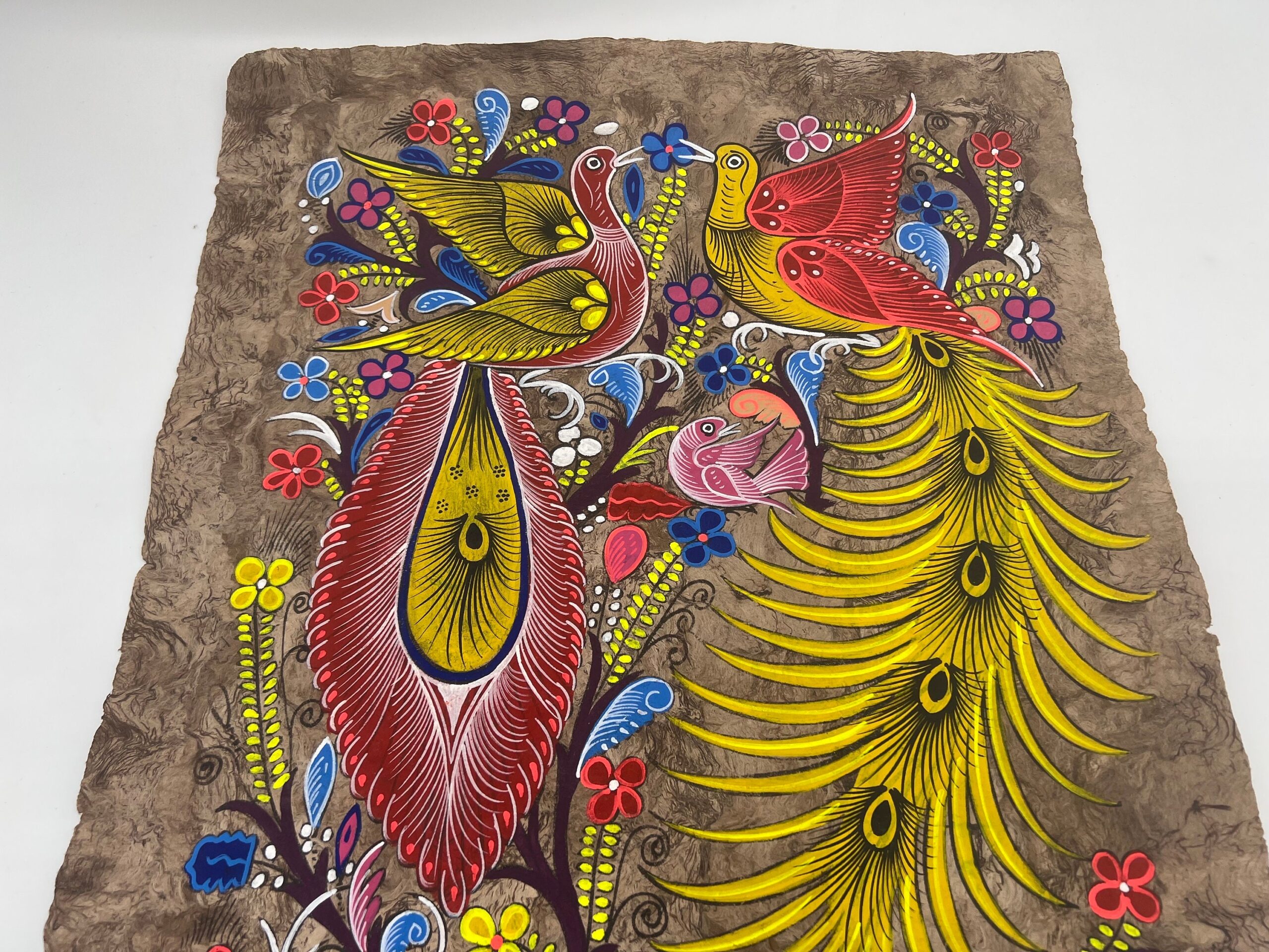 Bird painting painted on amate paper, original amate paintings in Mexican art, acrylic painting / Mexican painting - Image 3