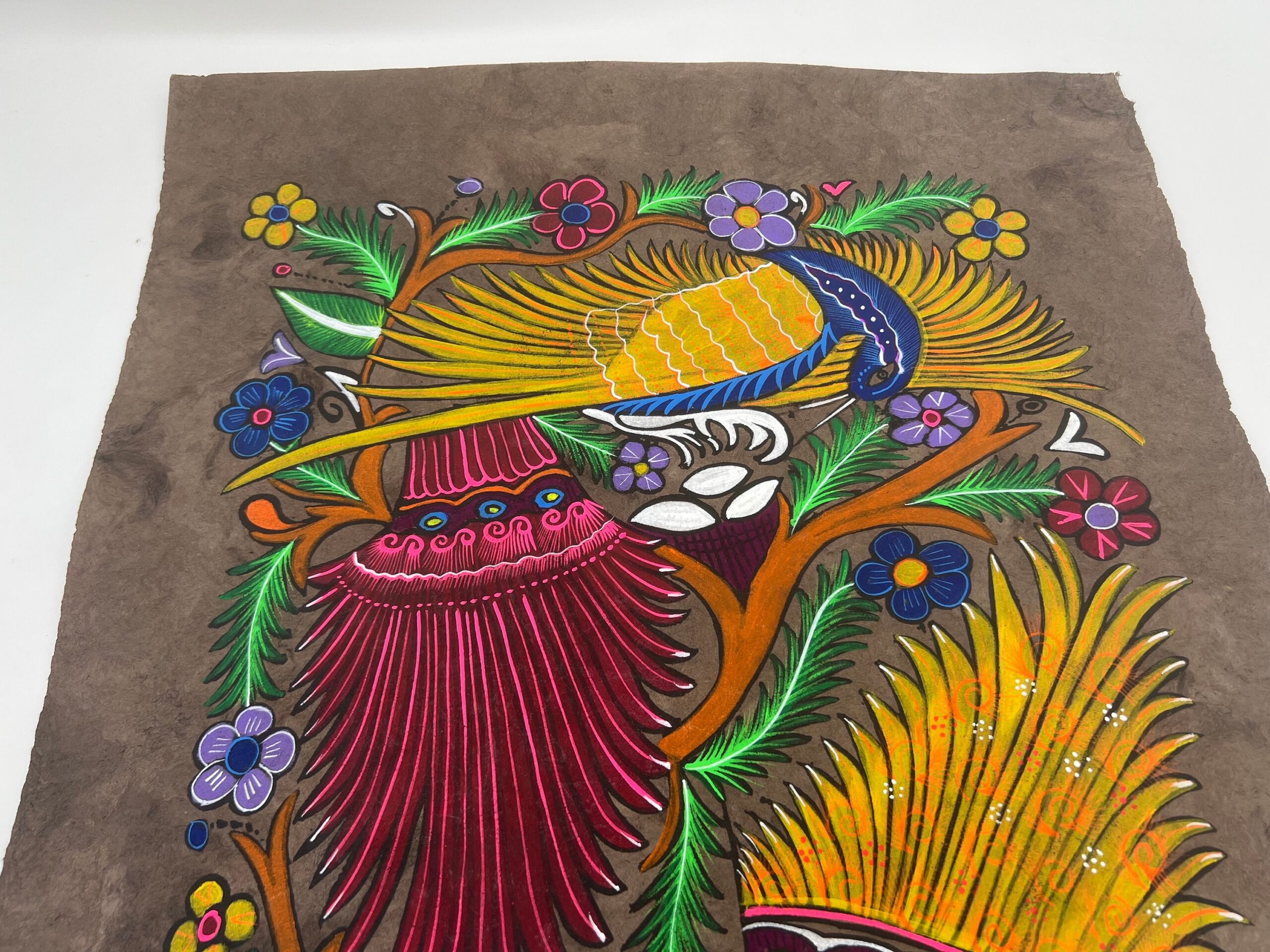 Bird painting painted on amate paper, original amate paintings in Mexican art, acrylic painting / Mexican painting - Image 3