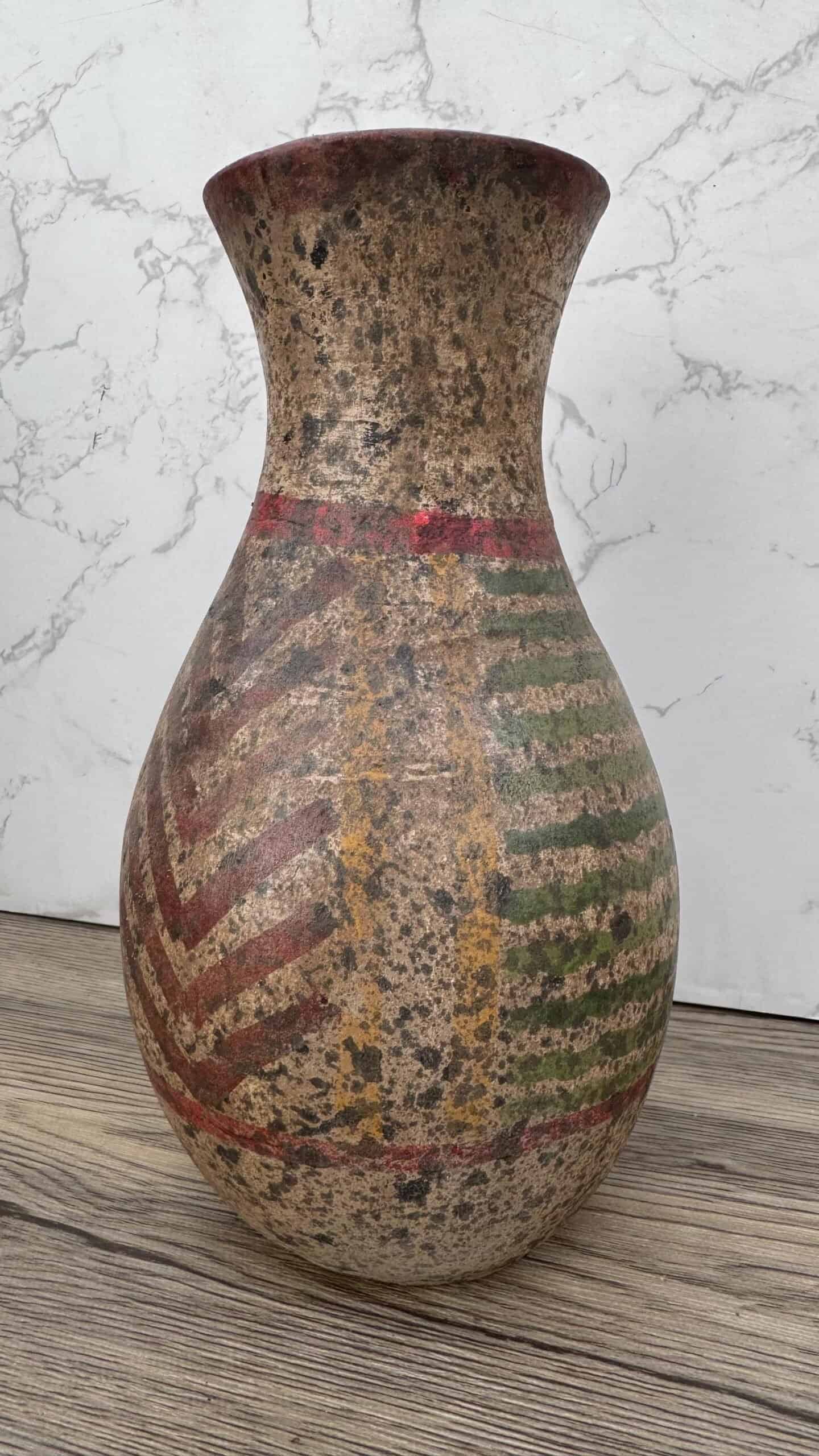 Pre-Hispanic Clay Vase, Handmade Terracotta Flower Pot, Pottery from Metepec Estado de Mexico Rustic Tribal Decor, Aztec Style Home Accent - Image 3