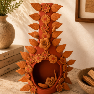 Mini Chimney Handcrafted Oaxacan  With Pastillaje Or Filigrana - Natural Clay Mexican Artistry, Decorative Home Accent, Unique Artisanal