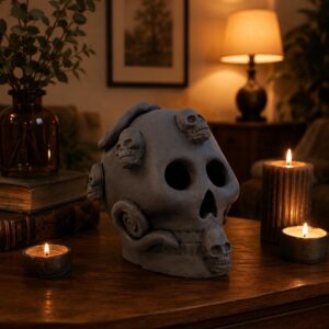 Day of the Dead Skull, Mexican Clay Calavera, Handmade Terracotta Skull, Folk Art from Michoacán, Handcrafted Día de Muertos Home Decor