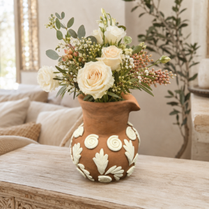 Embroidered Clay Vase From Oaxaca México Home Decor Handcrafted Jarron Barro Bordado Oaxaca Handmade Unique Designs From Artisans