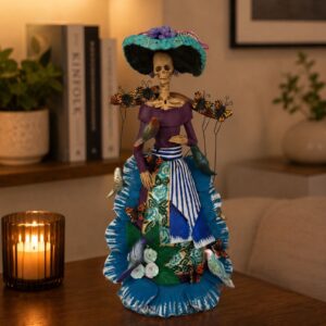 10.5” Catrina, Frida Kahlo Doll, Day of the dead, Human skeleton, Mexican decorations, Sugar skull