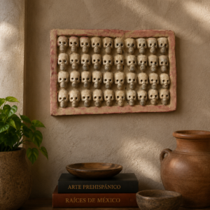 Wall Plate Of Fugurine Skulls Handcraft Mexican Culture Home Decor Prehispanic Vintage Rustic Clay  Antique Ancrestral Figurines