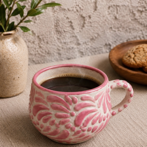 Cappuccino Cup, Mexican Coffee Mug, Puebla Talavera Pottery, Ceramic Thermos Lead-Free