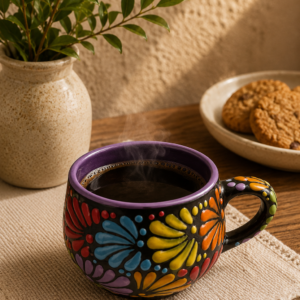 Cappuccino Cup, Mexican Coffee Mug, Puebla Talavera Pottery, Ceramic Thermos,Handmade Lead-Free