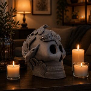Day of the Dead Skull, Mexican Clay Calavera, Handmade Terracotta Skull, Folk Art from Michoacán, Handcrafted Día de Muertos Home Decor