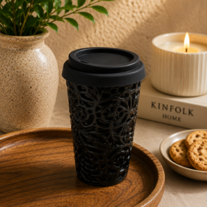 Cappuccino Cup, Mexican Coffee Mug, Puebla Talavera Pottery, Ceramic Thermos Lead-Free Includes Lid