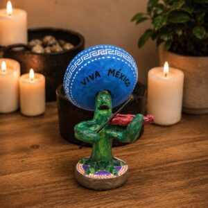 Musician Cactus  Handcrafted Polychrome Vibrantly Painted, Authentic Mexican Folk Art, Home Decor, Hand-Molded and Painted, Artisan Craft