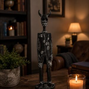 18” Catrín  Michoacán Original Clay Handcrafted Frida Kahlo Doll, Day Of The Dead, Human Skeleton, Mexican Decorations, Sugar Skull
