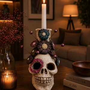 Skull Mini Chimney Michoacan Clay - Artisanal Handcrafted Mexican Decor, Unique Gothic Home Accent Decor, Day of the Dead Cultural Art