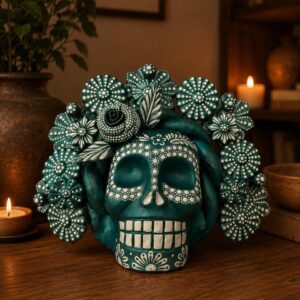 Sugar skull, Catrina, Day of the Dead Ornaments, Skull As Mexican Decoration, Human Skull Sculpture, Wall  Home Decor Handcrafted