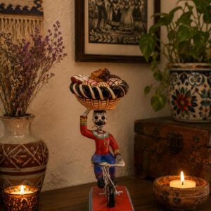 Catrina, decoración mexicana del Día de Muertos, Catrina panadera hecha de barro por indígenas mexicanos, “alta