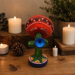 Musician Cactus  Handcrafted Polychrome Vibrantly Painted, Authentic Mexican Folk Art, Home Decor, Hand-Molded and Painted, Artisan Craft