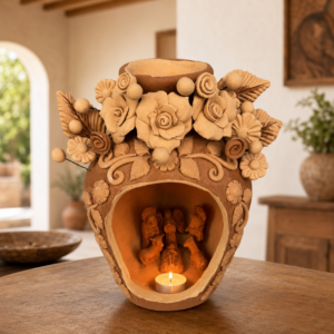 Nacimiento Filigrana Clay Mini Chimney, Candle Holder Day Of Birth Artistic  Oaxaca Artisans Handmade, Home Decor Folk Art,  Pastillaje Art
