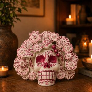 Sugar skull, Catrina, Day of the Dead Ornaments, Skull As Mexican Decoration, Human Skull Sculpture, Wall  Home Decor Handcrafted