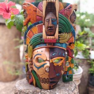 Prehispanic Wooden mask, Mayan culture, Mexican wall art, Hand carved ASK FOR CUSTOMIZE