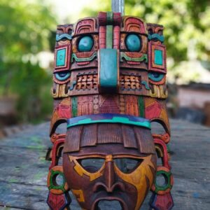 Prehispanic Wooden mask, Mayan culture, Mexican wall art, Hand carved ASK FOR CUSTOMIZE