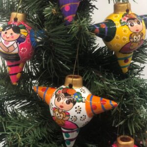 6 pieces of Ceramic Christmas ornaments / Piñata ornaments, inspired by the Talavera of Mexican art, Christmas ornaments