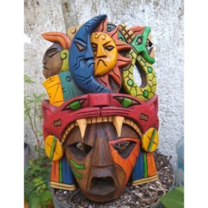 Prehispanic Wooden mask, Mayan culture, Mexican wall art, Hand carved ASK FOR CUSTOMIZE