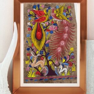 Bird painting painted on amate paper, original amate paintings in Mexican art, acrylic painting / Mexican painting