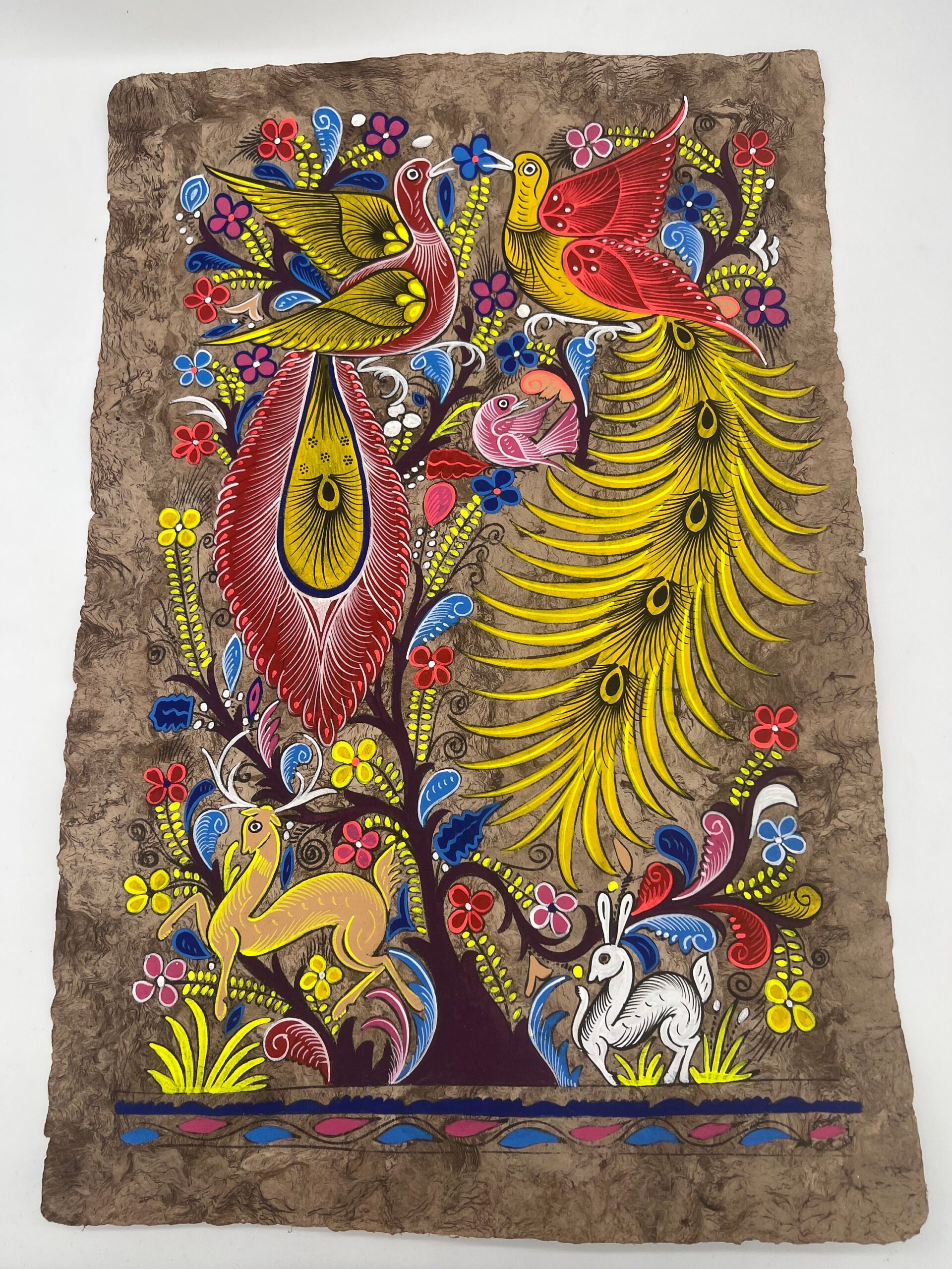 Bird painting painted on amate paper, original amate paintings in Mexican art, acrylic painting / Mexican painting - Image 2