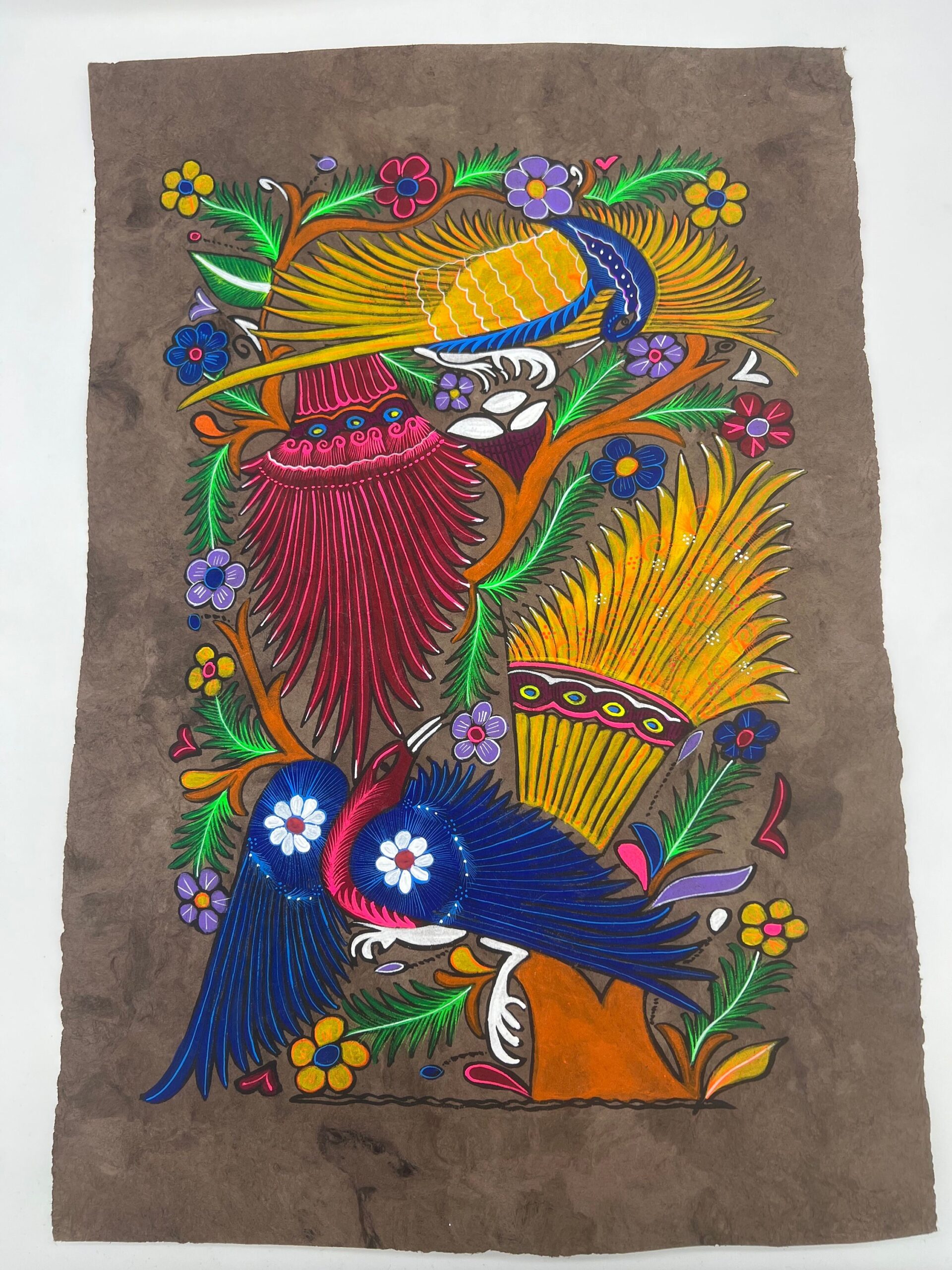 Bird painting painted on amate paper, original amate paintings in Mexican art, acrylic painting / Mexican painting - Image 2