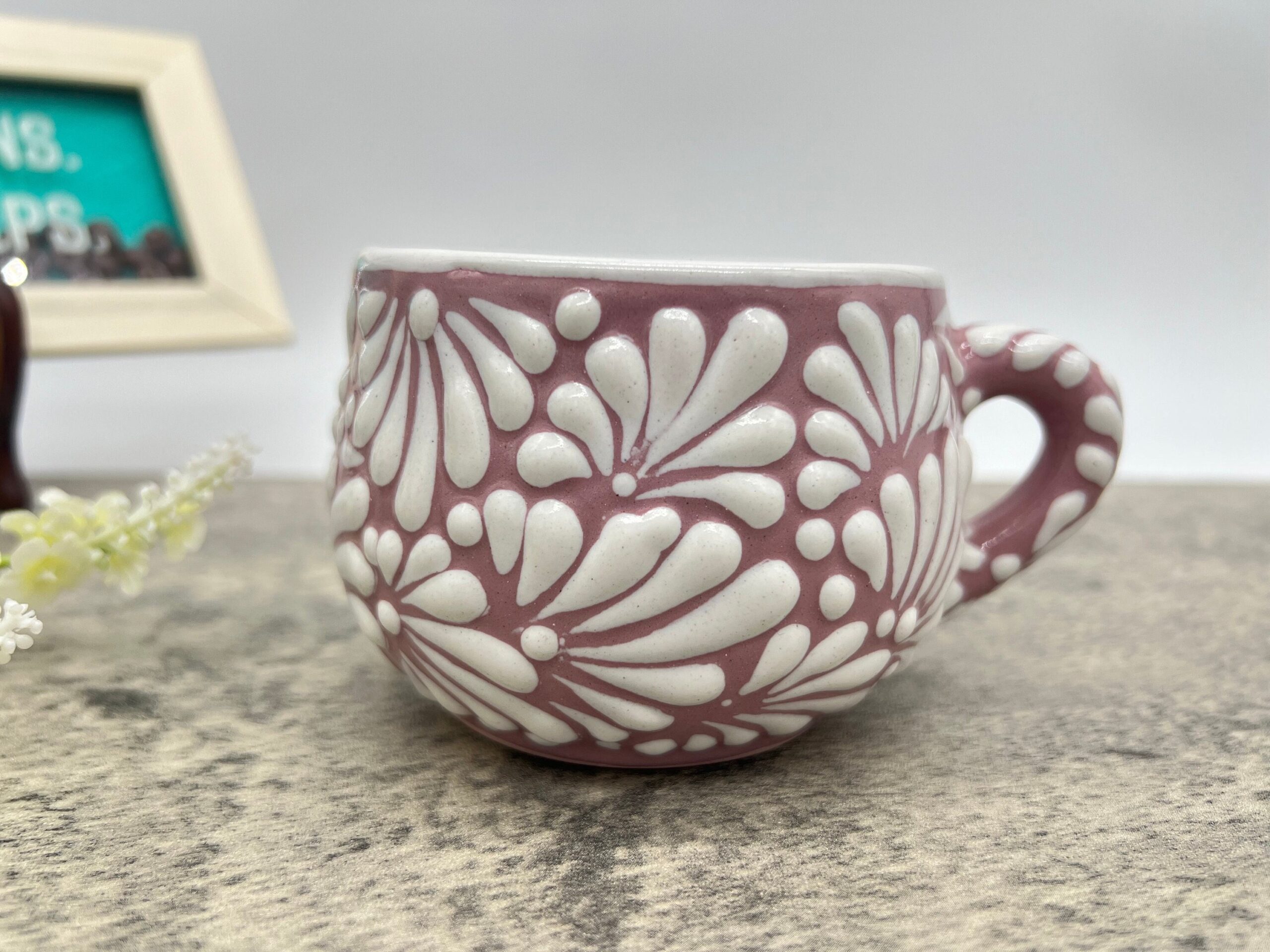 Cappuccino Cup, Mexican Coffee Mug, Puebla Talavera Pottery, Ceramic Thermos, Lead-Free - Image 2