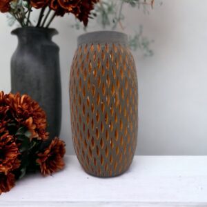 Oaxaca Vase White And Brown Clay Handcrafted Plant Pot, Pottery Luminary, White Clay Vase, Mexican Vase, Oaxaca Pottery For Home Decor