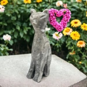 Cat statue, Cat figurine, Stone cat sculpture, Cat carving, White cat figurine, Carved stone animal