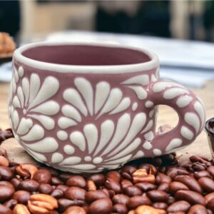 Cappuccino Cup, Mexican Coffee Mug, Puebla Talavera Pottery, Ceramic Thermos, Lead-Free