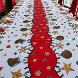 Christmas Navidad Table Cover Sugar Charm Design, Festive  Decor Dinning Table Cloth, Navidad Tablecloth, Santa Claus Decorations