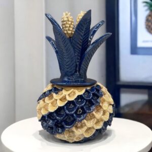 Mexican pottery, Pineapple decor, Mexican decoration, Pineapple sculpture, Glazed clay pineapple, Pottery from Michoacan