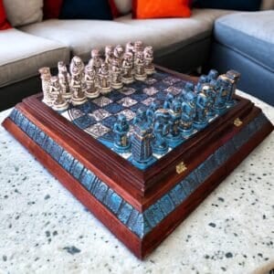 Chess set, Resin Chess set in blue and white, Mexican chess, Chess set handmade, Soviet chess set, Wooden chess