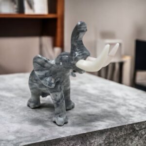 Marble Elephant Sculpture, Animal Carved In Stone Luxury Elephant For Gift For Home Decor