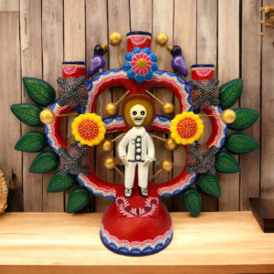 Candle Holder, Tree of death, Candelabra, Arbol de la muerte , Mexican Pottery, Mexican Candelabra 9” High