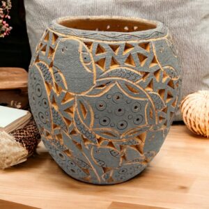 Mexican pottery, Clay plant pot, Pottery luminary, White clay vase, Mexican vase, Mexican clay pot, Oaxaca pottery, White pottery vase