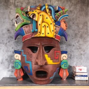 Prehispanic Wooden mask, Mayan culture, Mexican wall art, Hand carved ASK FOR CUSTOMIZE