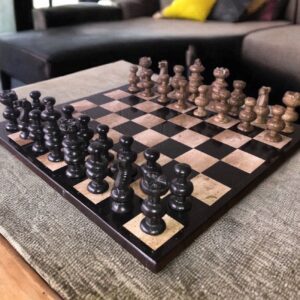 LARGE Chess set 13.77” x 13.77”, Marble Chess set in brown and black, Stone Chess Set, Chess set handmade