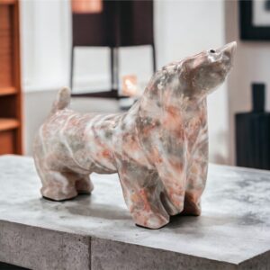 Dog sculpture, Stone Puppy, Marble  Animal, Natural Genuine Rock  And Hand Carved. Home Decor