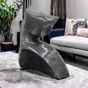 Extra Big Cat Statue Minimalist, Cat Figurine, Stone Cat Sculpture, Kittie Carving, Gray Cat Figurine, Carved Stone Animal