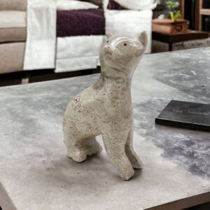 Marble Cat statue, Cat figurine, Stone cat sculpture, Cat carving, Beige cat figurine, Carved stone animal