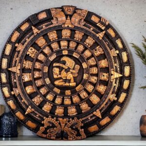 Prehispanic Mayan Art, Mayan calendar, Mexican painting, Wood carving, Handcrafted ASK FOR CUSTOMIZE