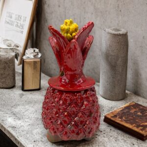 Mexican pottery, Pineapple decor, Mexican decoration, Pineapple sculpture, Glazed clay pineapple, Pottery from Michoacan
