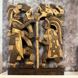 Aztec Art, Mayan art, (2 Pieces)  Mexican Wall Sculptures , Prehispanic, Wood carving, Handcrafted ASK FOR CUSTOMIZE