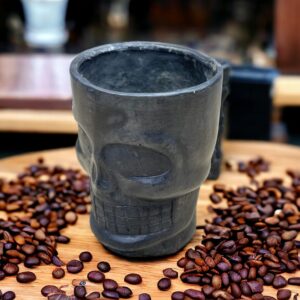 Skull Cup Authentic Oaxacan Handcrafted Clay Coffee Mug -  Mexican Pottery, Artisanal Earthenware, Rustic Home Kitchen Decor, Eco-Friendly