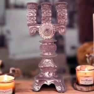 Large Candle Holder Glazed From Michoacan Made Of Clay Home Decor Centerpiece, Holds 3 Tall Candles, Handcrafted Modern Or Vintage Piece